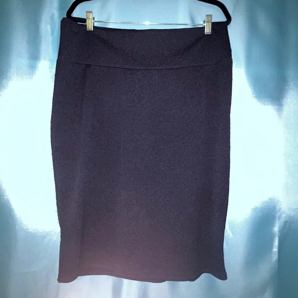 LuLaRoe Textured Navy Cassie Pencil Skirt 3X